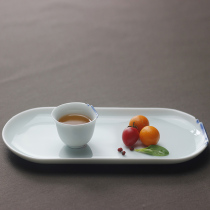Shanshui a Japanese elliptical disc creative tableware fruit sushi plate tea pastry dish 10 inch 7 inch ceramic plate