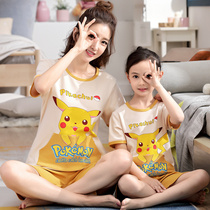 Child Sleepwear Summer Short Sleeve Pure Cotton Female Baby CUHK Childs Home Girl Mother Girl Sleepwear Little Elf