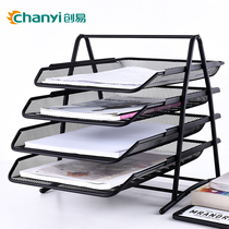 Creative Ease 6799 Mesh Four-Layer File Shelf Storage Tray Information Bar Basket Books Archive Frame Basket Metal Iron File Tray Multi-Layer Folder Office Supplies Desktop Storage Box Organizer