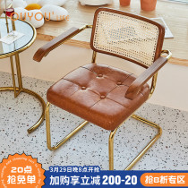 OUYOULIFE medieval chair ins rattan chine dining chair home book room desk stool minimalist mesh red backrest make-up chair