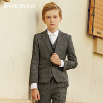 BOERSS childrens suit suit suit Flower Boys dress handsome performance host costume British