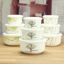 Ceramic Bowl set with lid three-piece bone porcelain bowl home noodle bowl soup bowl big bowl personality large fresh-keeping Bowl