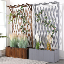 Embalming Wood Flower Racks Balcony Partition Wall Patio Garden Garden Wall Fence Solid Wood Screen Planting Box Climbing rattan rack arrangement