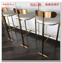 Nordic high-end light luxury bar stool Household metal stainless steel vacuum electroplating bar chair high-legged backrest bar chair