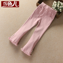 Girls trumpet pants spring and autumn clothing 2021 new foreign style wear cotton micro-La Zhongda childrens casual long pants