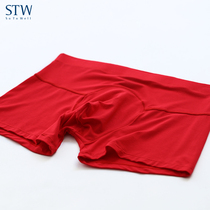 STW modal breathable middle waist mens underwear this year big red festive wedding male flat corner