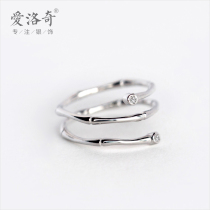 Love Rocky S925 silver bamboo ring Korean fashion women opening adjustable multi-layer ring gift lettering