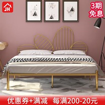 Nordic modern minimalist Princess iron bed iron frame steel frame double single adult children 1 2 1 5 1 8 meters