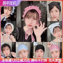 Swimming cap Womens Big cloth cap does not take long short hair student adult fashion cute Korean comfortable Plaid swimming cap