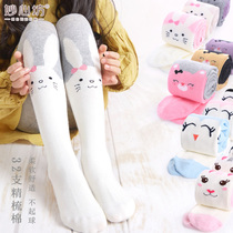  Childrens pantyhose Spring autumn and winter baby leggings Combed cotton princess one-piece socks Girls white dance socks