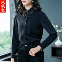 Phoenix color 2021 autumn new black shirt women long sleeve professional shirt OL tooling temperament shirt base shirt