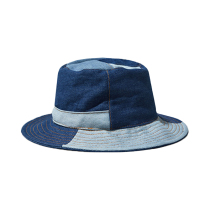 Blue denim fisherman hat stitching contrast blue dyed Denim tide brand hip-hop street Japanese wild men and women literature and art