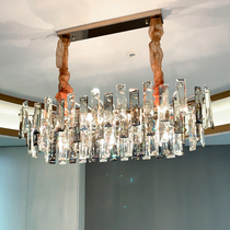 Post-modern light luxury chandelier long restaurant chandelier high-end villa home harbor-style lamp bar crystal chandelier