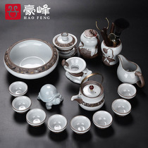 Haofeng Ge Kiln Complete set of Kung Fu tea set Household ceramic teapot Teacup Tea Sea tea Wash cover bowl Tea leak tea Ceremony