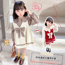 Girls spring dress foreign atmosphere childrens fashion Korean version of the new childrens net red dress baby fashion cute suit tide