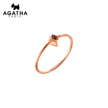AGATHA 925 silver square puppy double-sided rotating personality simple temperament jewelry ring for women