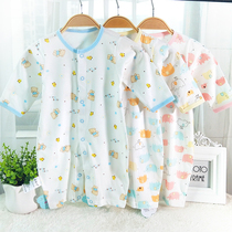 Thin summer long sleeves Harvest baby male and female baby climbing to wear cardiovert newborn pure cotton 0-6 months 8103
