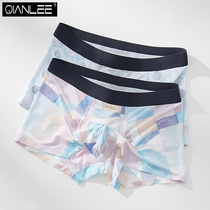 Summer Ice Silk Breathable Pants Mens Four Corner Pants No Marks Flat Corner Pants Head Sexy Ultra Slim Trend Personality Mens Underwear