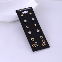 2021 Japan and South Korea new combination environmental protection anti-allergic many to one week ear studs mixed love triangle diamond earrings female