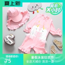 South Korea ins Girls swimsuit One-piece cute princess little virgin baby swimsuit Korean version of the childrens surf suit tide