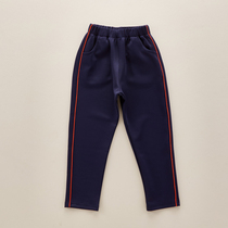 Navy blue school clothes pants shorts short skirt red bar school pants primary and secondary school students high school sports pants childrens trousers