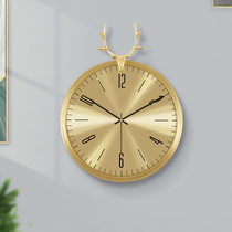 Nordic pure copper wall wall clock living room home fashion all copper American luxury atmospheric wall watch light luxury European watch