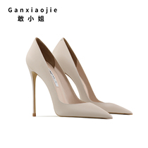 Dare Lady High Heels Shoes Woman 2022 Spring New Genuine Leather Fine Heel Style Pointy Sexy Temperament Professional White Single Shoes