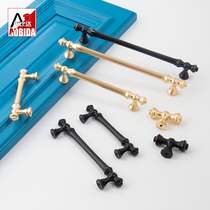 Drawer large wardrobe door handle modern minimalist upscale European-style handle wire drawing gold light lavish small single-hole handle