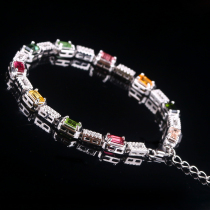 8 96 grams of exquisite dreamy multi-treasure colorful net transparent rainbow tourmaline bracelet
