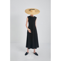 Tu Yue independent designer black cheongsam modified version dress long autumn simple round neck waist retro dress