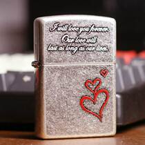  Lighter zippo genuine ancient silver red heart eternal love limited creative personality trendy men zppo