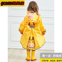 Waterproof childrens raincoat girl boy kindergarten child baby three-dimensional student with schoolbag reflective strip