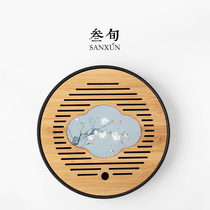 Thirty-year-old songs flower and bird picture tea tray household water storage type dry bubble tray simple kung fu tea table Tea Sea ceramics