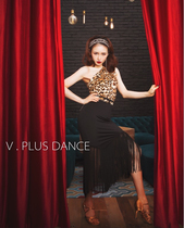 V PLUS DANCE GAO XUE BAO WEN OBLIQUE SHOULDER TOP SLEEVELESS VEST LATIN DANCE PRACTICE SUIT