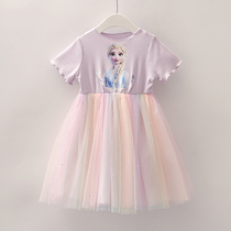 Korean girl dress summer dress Frozen Aisha skirt little girl Aisha princess dress puffy gauze color dress