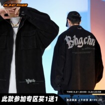 BJHG homemade spring corduroy letter towel embroidered shirt jacket mens and womens loose tide brand cargo coat specials