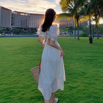 Bali Sanya brigade skirt seaside resort dress sexy backless beach dress temperament white long dress Super fairy