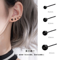 Black earrings female sterling silver earrings 2021 New Tide earrings simple Female small silver earrings sterling silver hypoallergenic