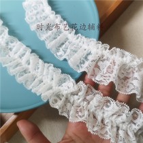 Time fabric new black and white elastic pleated pleated pleated clothing curtain elastic lace trim accessories