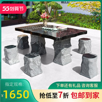 Stone Table Stone Bench Courtyard Garden a set of natural stone tables Outdoor Home Leisure Minima Square Tea Table Stone Table