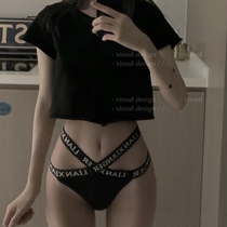 LA SportsSex Sexy Strap Letter Cross Thin Ice Silk breifs Womens Fitness Pants