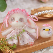 Wool felt poke hand diy Lolita rabbit doll felt chicken material bag creative keychain