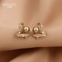 Small peach heart pearl earrings 2021 New Tide senior earrings female Korean temperament Net red earrings