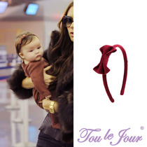 Toulejour girl headband foreign wine red candy fabric bow Joker non-slip Princess handmade headband