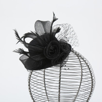 New European and American new womens top hat catwalk dinner party creative handmade feather mesh bride headwear