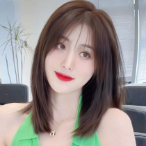 Short-haired wig female real-haired human hair new fashion medium long bone hair full-headed wave-band wig