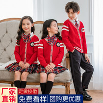 School uniform kindergarten Garden clothes autumn and winter clothes Primary School students set spring class clothes British style sweater childrens performance class clothes