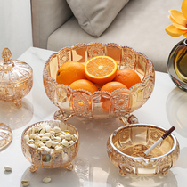 Light luxury fruit plate ornaments modern home living room coffee table snack tray Nordic style glass candy pot creative