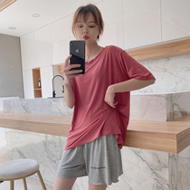 Pregnant woman Summer home Clothing Thin out of the house Casual Breathable Pyjamas Modale Pure Cotton Short Sleeve Shorts Suit