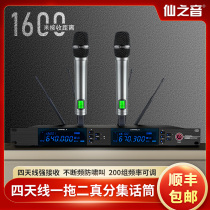 Professional true diversity one drag two wireless microphone U section anti-whistling hand-held head wearing conference project performance KTV dedicated